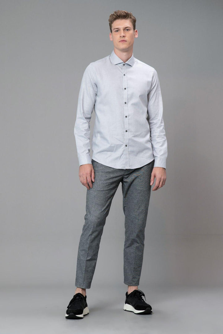 Sophisticated Gray Comfort Slim Fit Men's Smart Shirt - Texmart