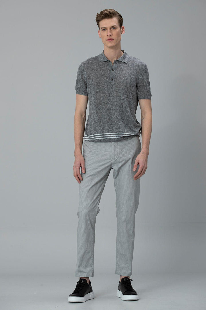 Sophisticated Gray Linen Blend Men's Polo T-Shirt by Armar - Texmart