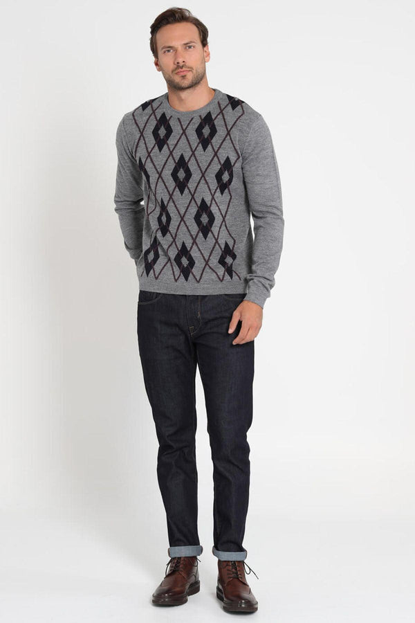 Sophisticated Gray Triko Blend Sweater - Texmart