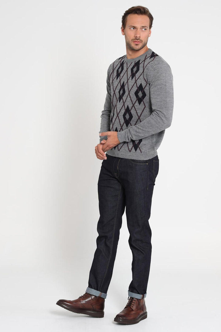 Sophisticated Gray Triko Blend Sweater - Texmart