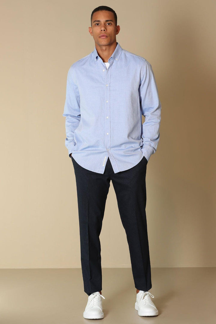 Sophisticated Indigo Elegance: Daniel Men's Comfort Slim Fit Blue Shirt - Texmart