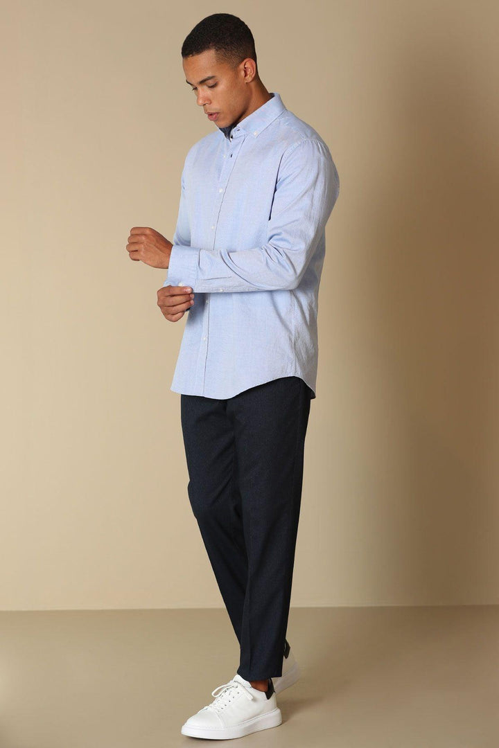 Sophisticated Indigo Elegance: Daniel Men's Comfort Slim Fit Blue Shirt - Texmart