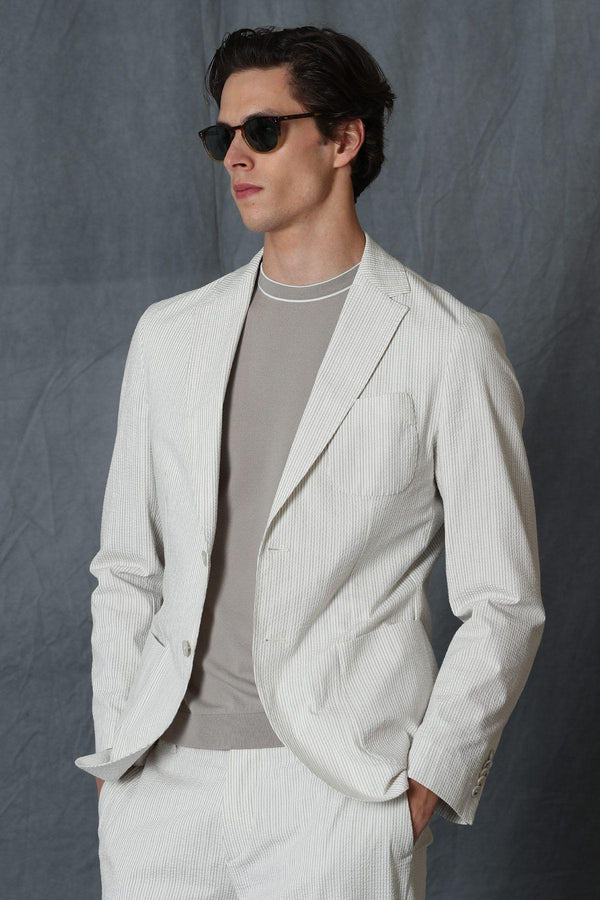 Sophisticated Ivory Elegance: Men's Slim Fit Blazer Jacket by Andre Sports - Texmart