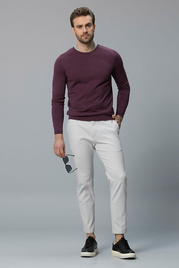 Sophisticated Stone Slim Fit Chino Trousers for Men by Onreco - Texmart