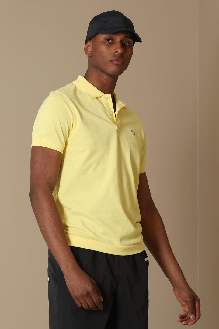 Sunrise Glow: Laon Sports Polo Neck Men's T-Shirt in Vibrant Yellow - Texmart