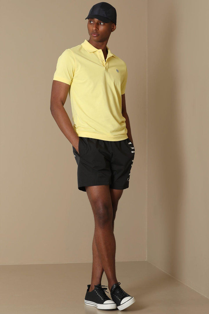 Sunrise Glow: Laon Sports Polo Neck Men's T-Shirt in Vibrant Yellow - Texmart