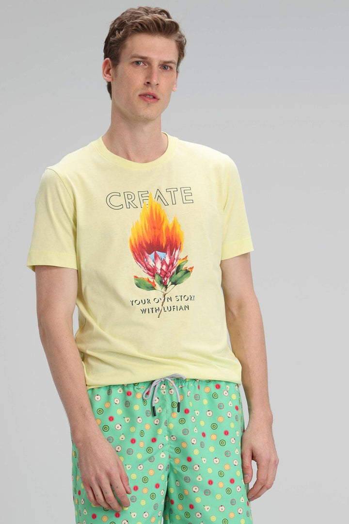 Sunshine Yellow Cotton Men's Basic T-Shirt: The Epitome of Comfort and Style - Texmart