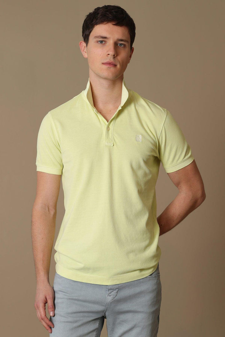 Sunshine Yellow Cotton Polo Neck Men's T-Shirt by Vernon Sports - Texmart