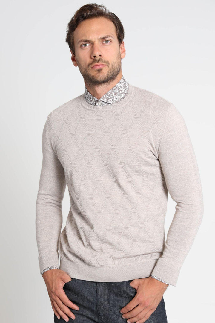 The Beige Wool-Blend Men's Sweater: A Timeless Blend of Style and Comfort - Texmart