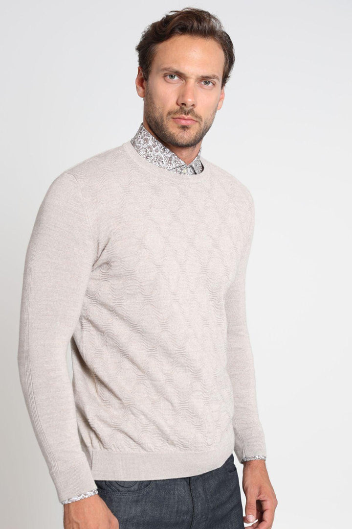 The Beige Wool-Blend Men's Sweater: A Timeless Blend of Style and Comfort - Texmart