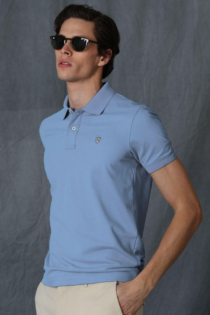 The Classic Blue Cotton Polo Neck Men's T-Shirt by Laon Sports - Texmart