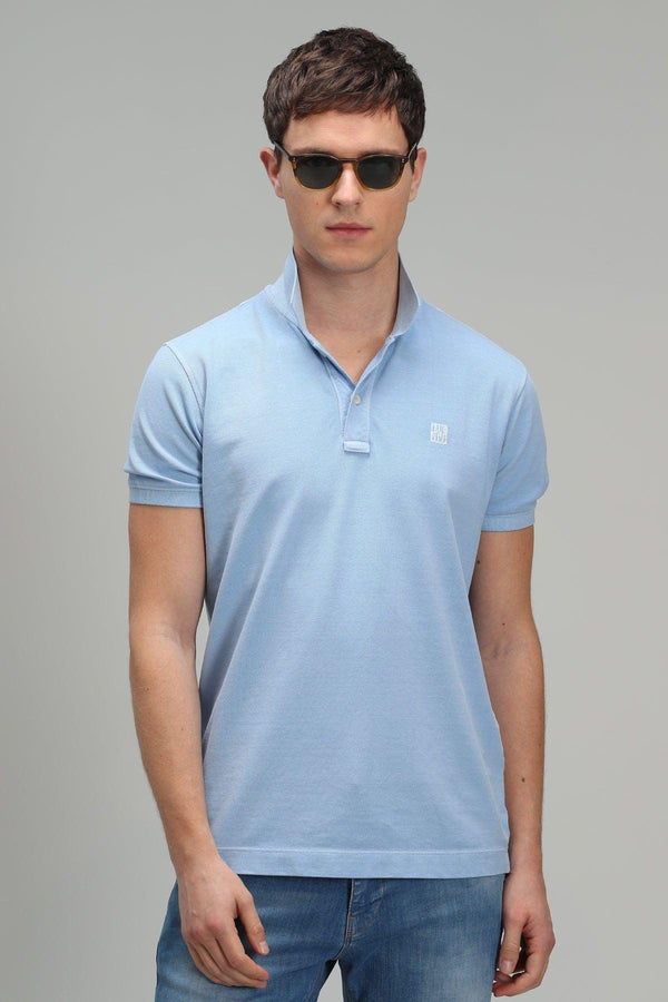 The Classic Comfort Polo Neck Men's T-Shirt in Timeless Blue - Texmart