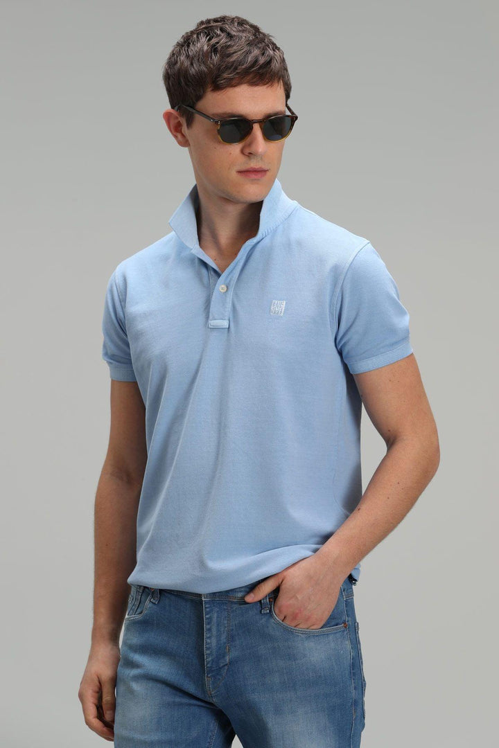 The Classic Comfort Polo Neck Men's T-Shirt in Timeless Blue - Texmart