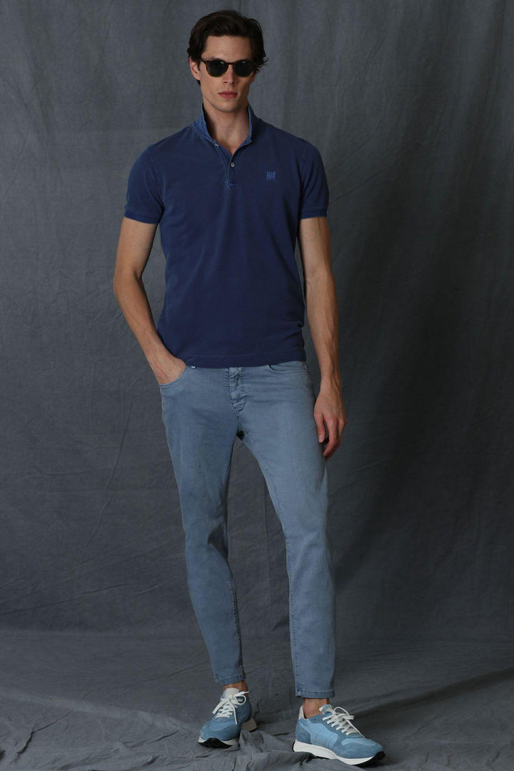 The Classic Navy Cotton Polo Neck Men's T-Shirt - A Timeless Blend of Style and Comfort - Texmart