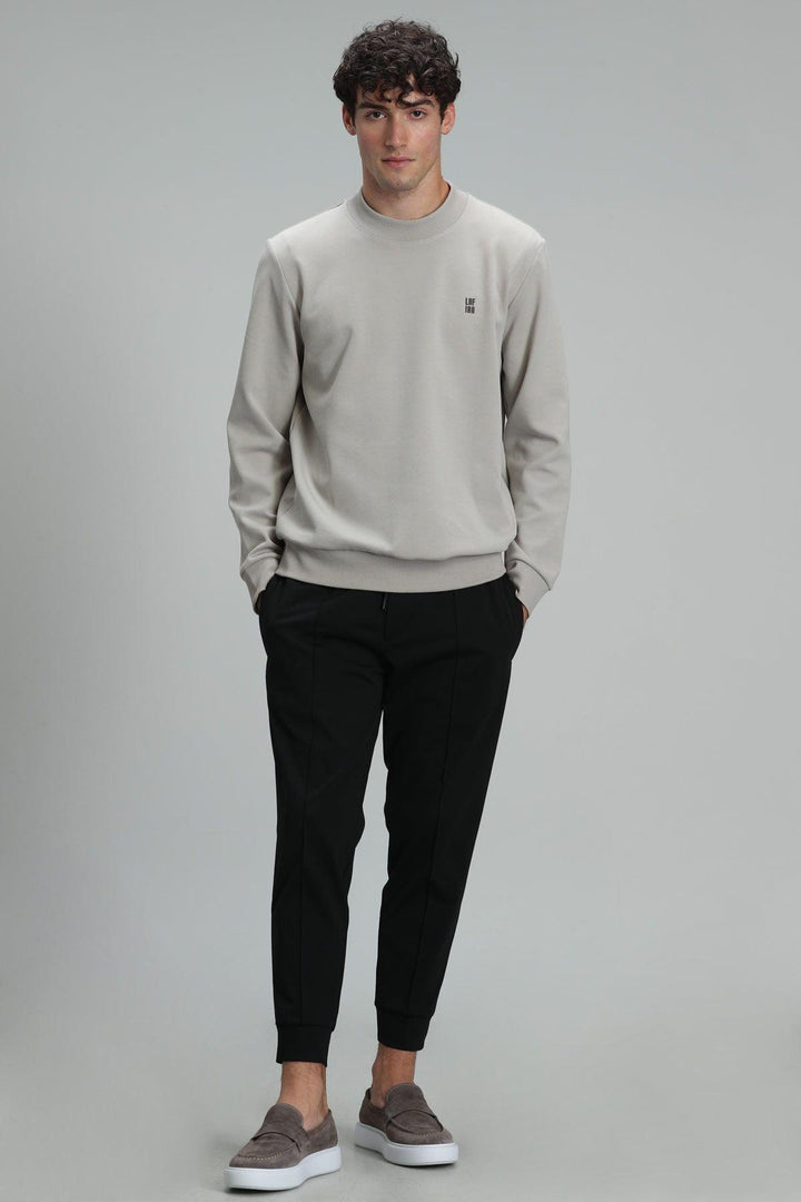 The CozyBlend Men's Beige Knit Sweatshirt: Comfort and Style Combined - Texmart