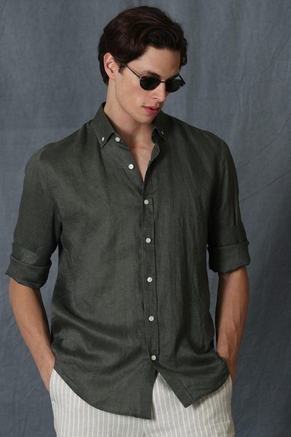 The Khaki Oasis: Men's Linen Comfort Shirt - A Perfect Blend of Style and Ease - Texmart