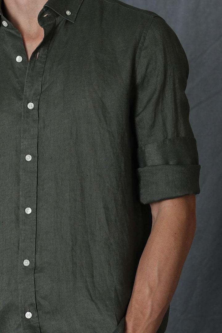 The Khaki Oasis: Men's Linen Comfort Shirt - A Perfect Blend of Style and Ease - Texmart