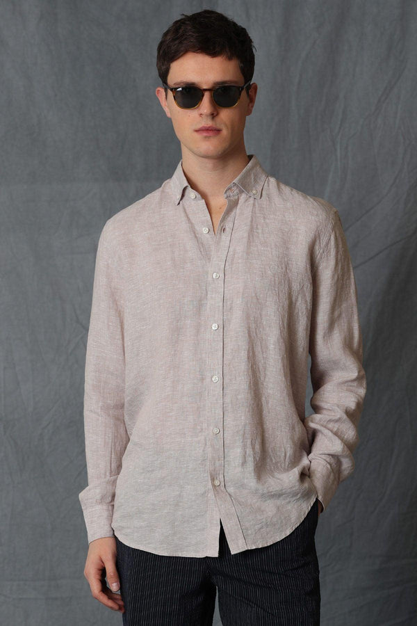 The Natural Comfort Men's Linen Shirt - Effortless Elegance in Beige - Texmart