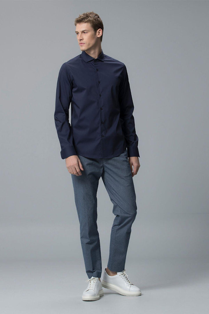 The Navy Blue Nevis Men's Smart Shirt: A Stylish and Comfortable Essential for Every Man - Texmart