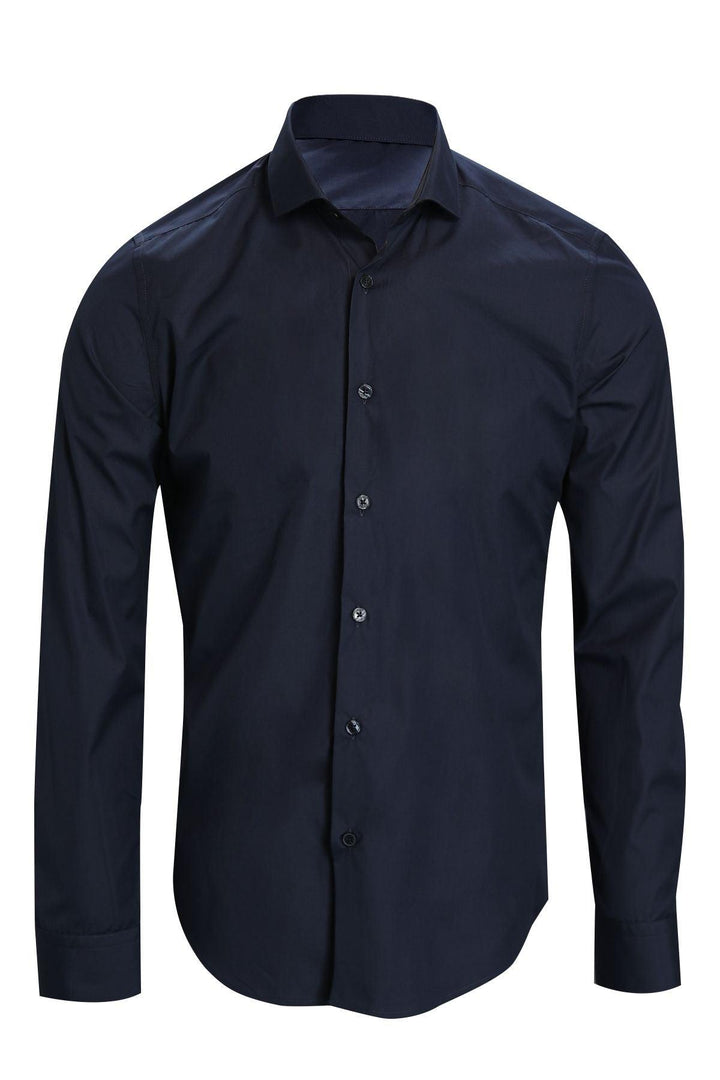 The Navy Elegance Men's Smart Shirt: A Timeless Slim Fit Essential - Texmart