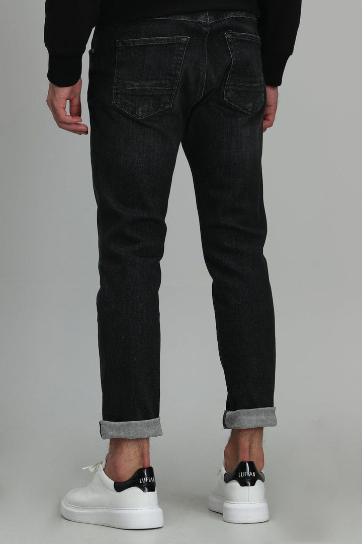 The Sophisticated Essential: Dark Gray Slim-Fit Smart Jeans for Men - Texmart