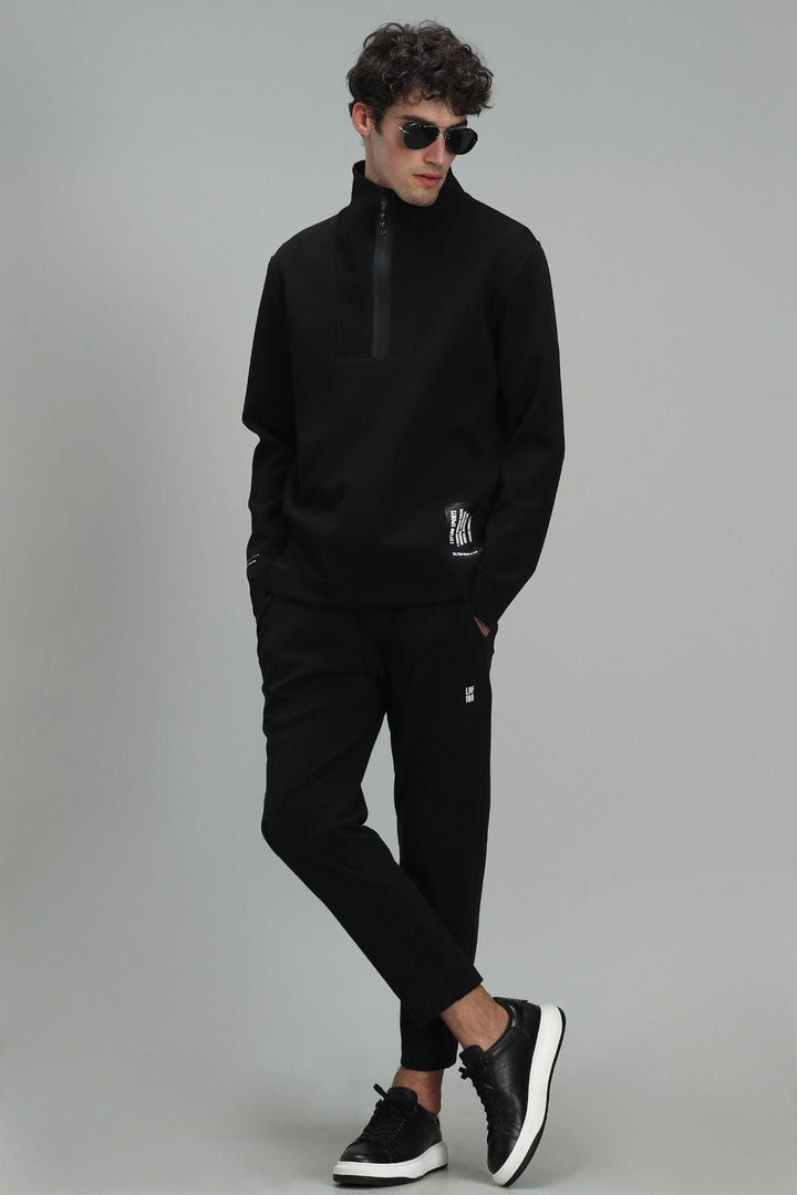 The Ultimate Comfort Black Knit Sweatshirt for Men - Stay Cozy and Stylish in Every Season! - Texmart