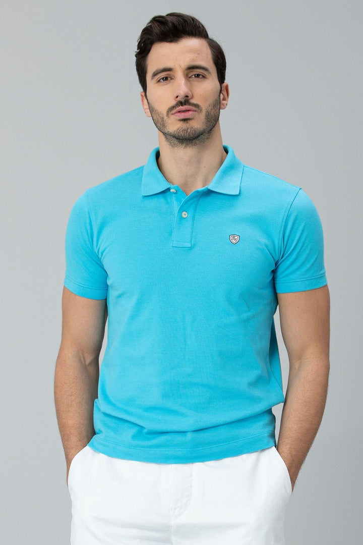 Turquoise Oasis Men's Cotton Polo Shirt: A Stylish Splash of Color for Your Wardrobe - Texmart