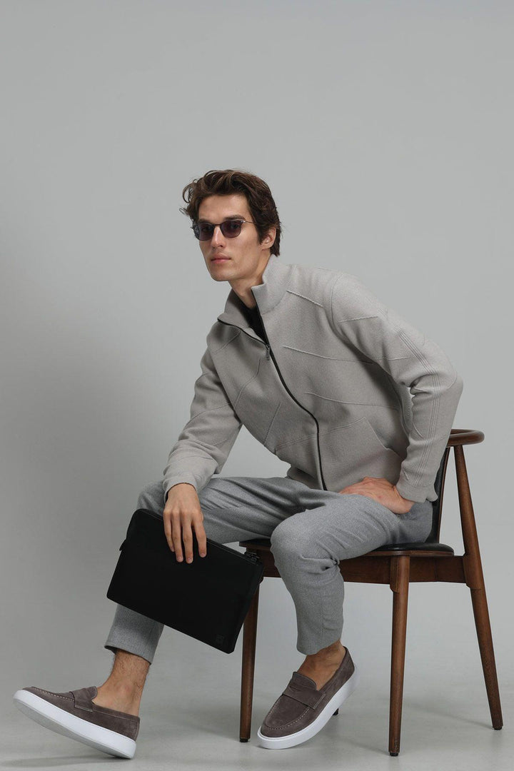 Versatile Comfort: Men's Light Gray Blend Cardigan - The Perfect Wardrobe Essential - Texmart