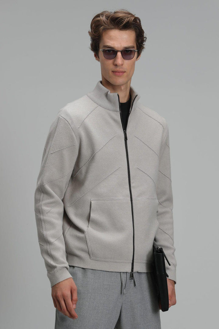 Versatile Comfort: Men's Light Gray Blend Cardigan - The Perfect Wardrobe Essential - Texmart